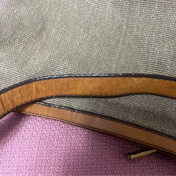 FOSSIL MADDOX Leather Khaki Canvas Bucket Crossbody Shoulder Bag Traveler - Picture 15 of 15